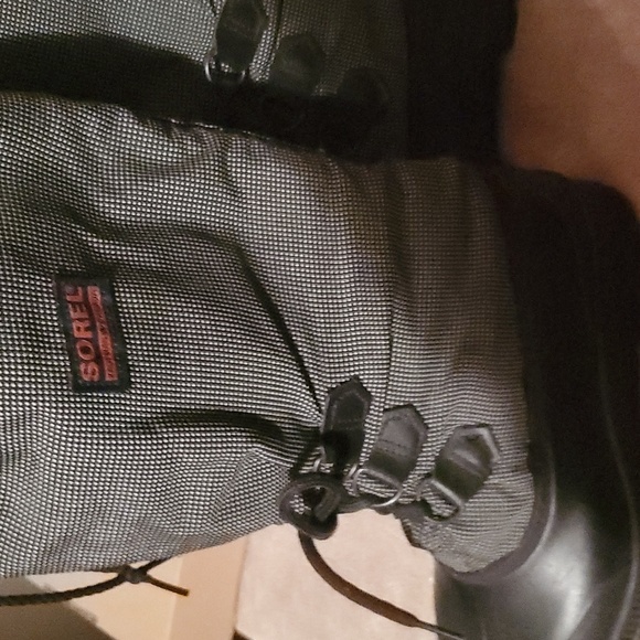 Sorel Womens Winter Boots Black White Fabric Knee High Bungee Lace Pull On Sz 10 - Picture 3 of 4